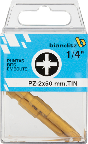 BLISTER 2 PUNTAS DESTORNILLADOR 1/4" TIN